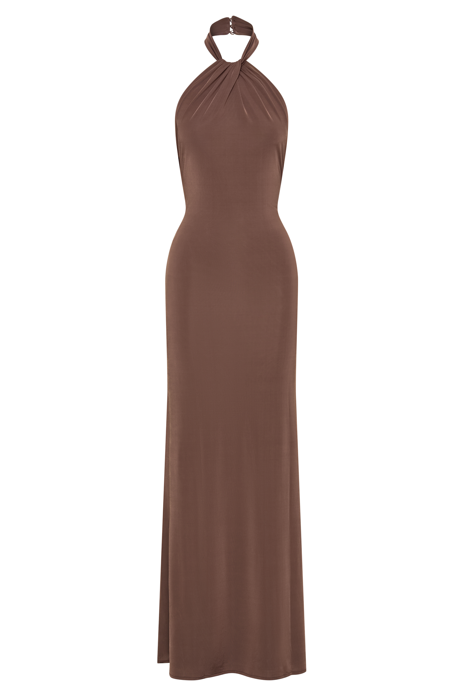 Elyna Slinky Halter Maxi Dress Chocolate 7