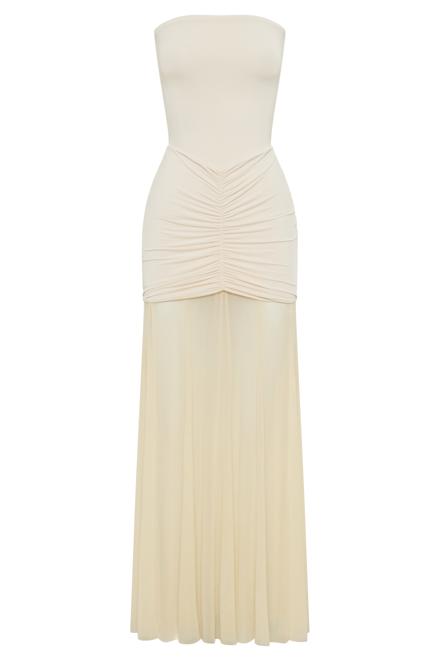 Caspian Slinky Mesh Off-Shoulder Maxi Dress in Pale Blue Pale Blue 34