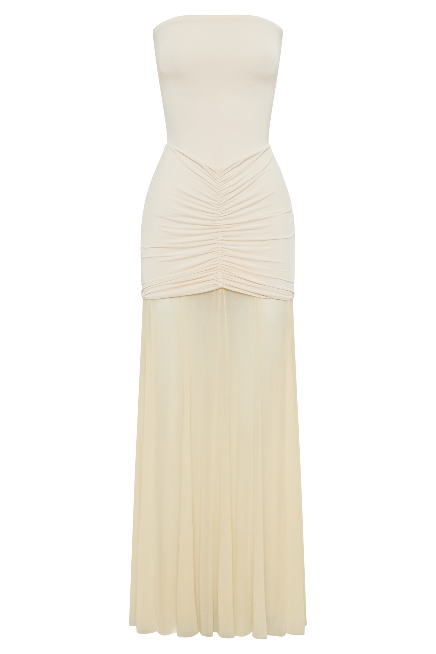 Caspian Slinky Mesh Off-Shoulder Maxi Dress in Pale Blue Pale Blue 34
