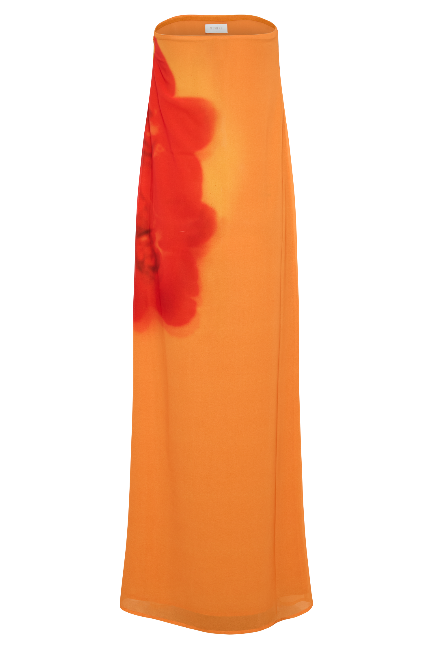 Amaya Strapless Chiffon Maxi Dress Koi Orchid Print 10