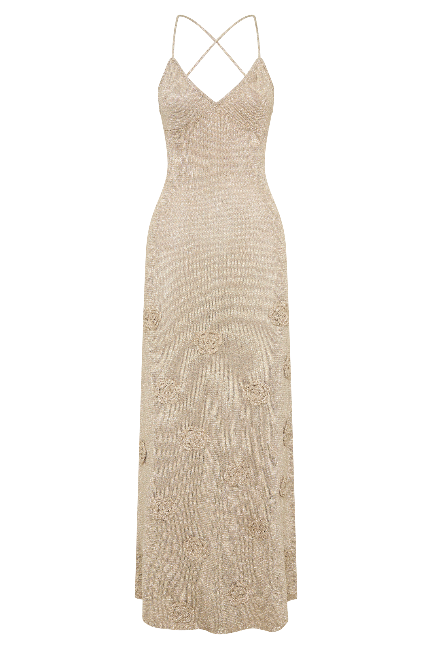 Suki Metallic Knit Maxi Dress Gold 9