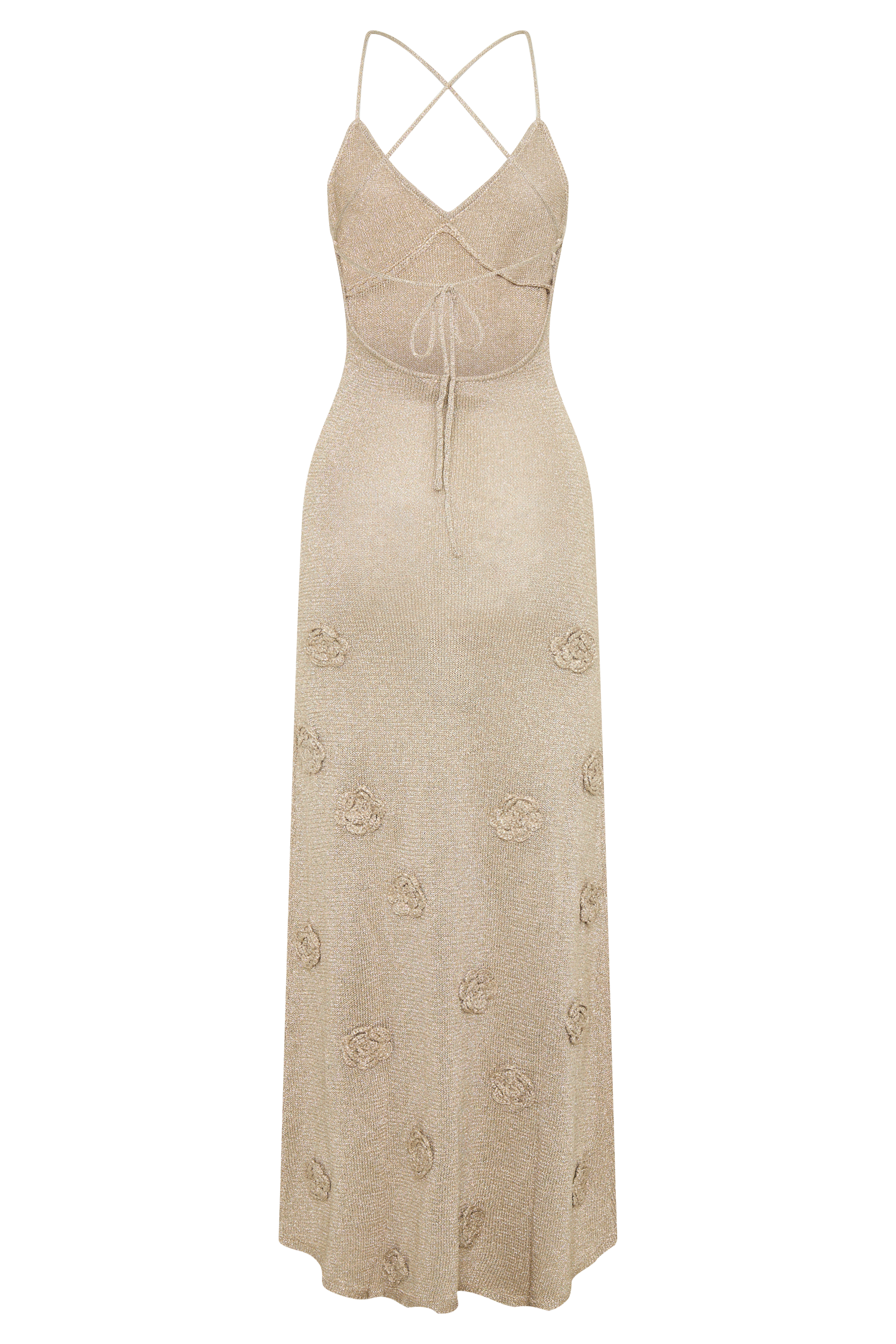Suki Metallic Knit Maxi Dress Gold 8