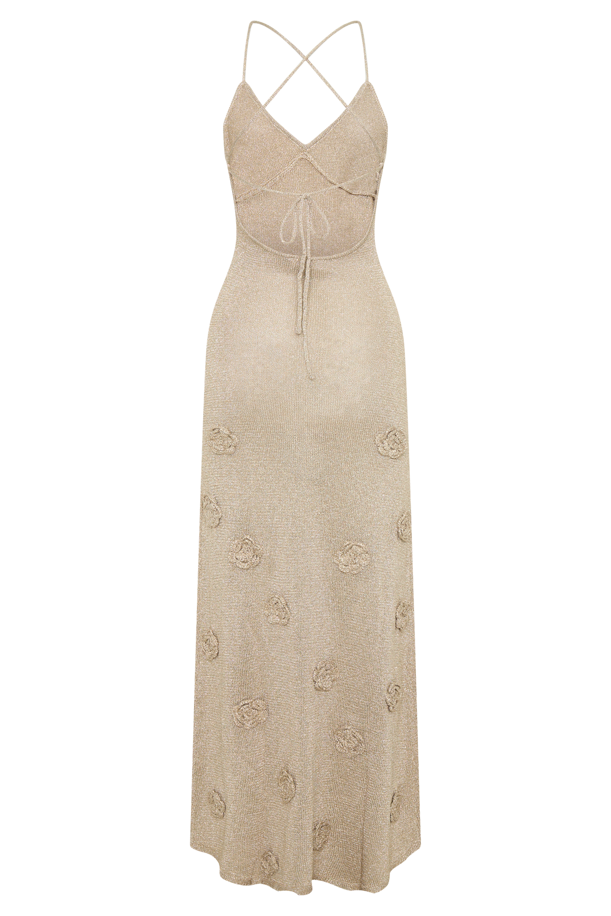 Suki Metallic Knit Maxi Dress Gold 8