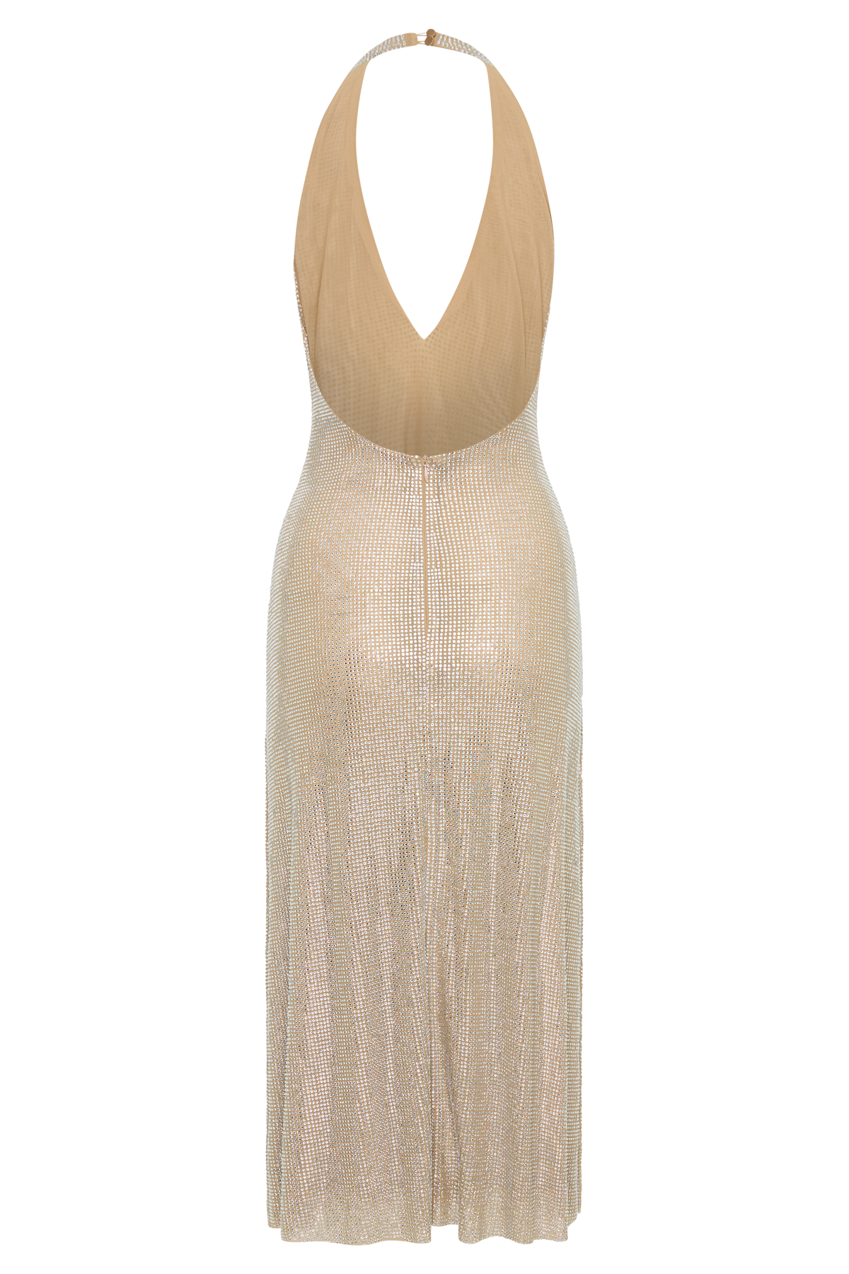 Genie Diamante Halter Midi Dress Nude 8