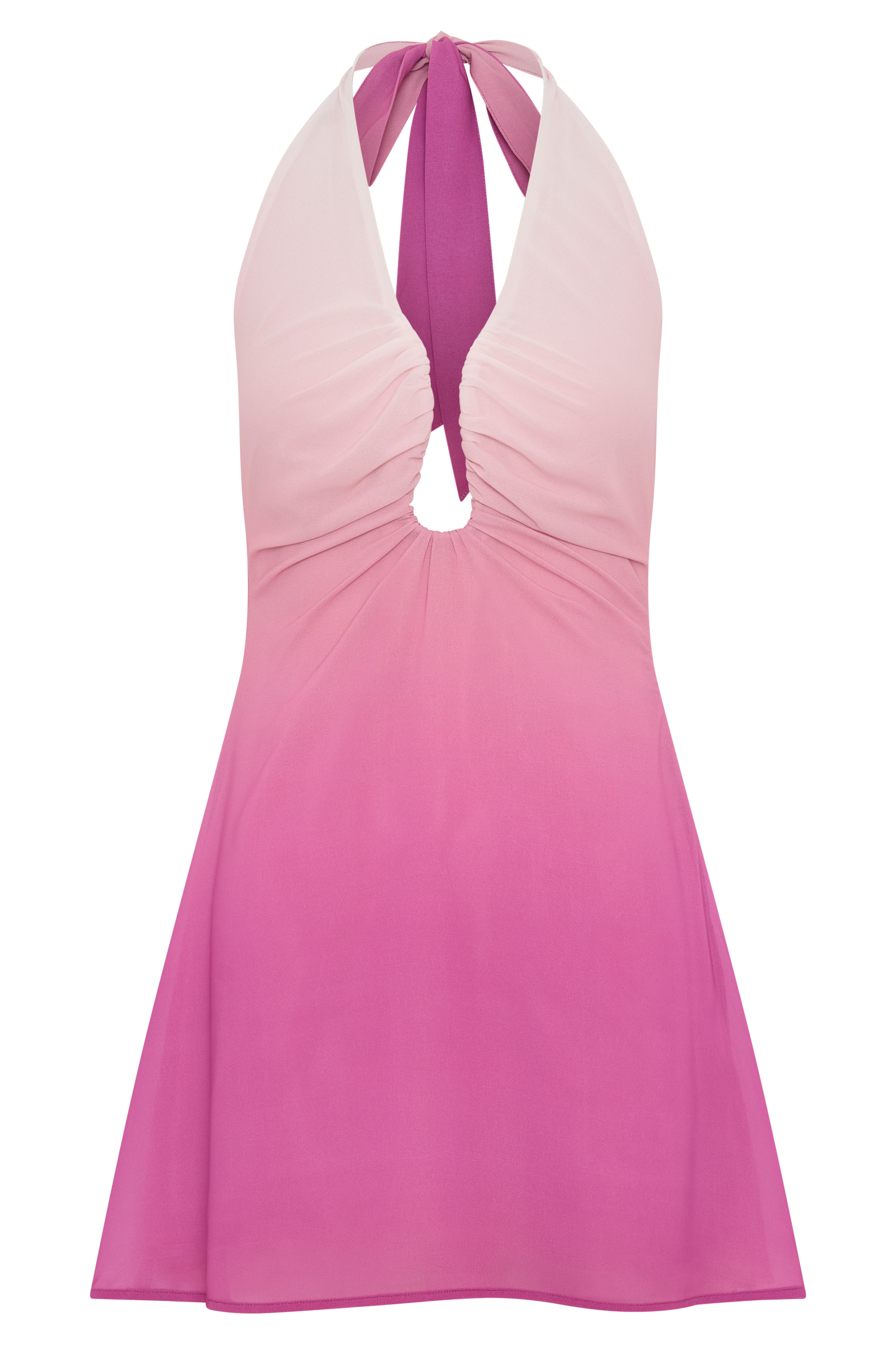 Malakhai Chiffon Halter Mini Dress Ombre Pink 9