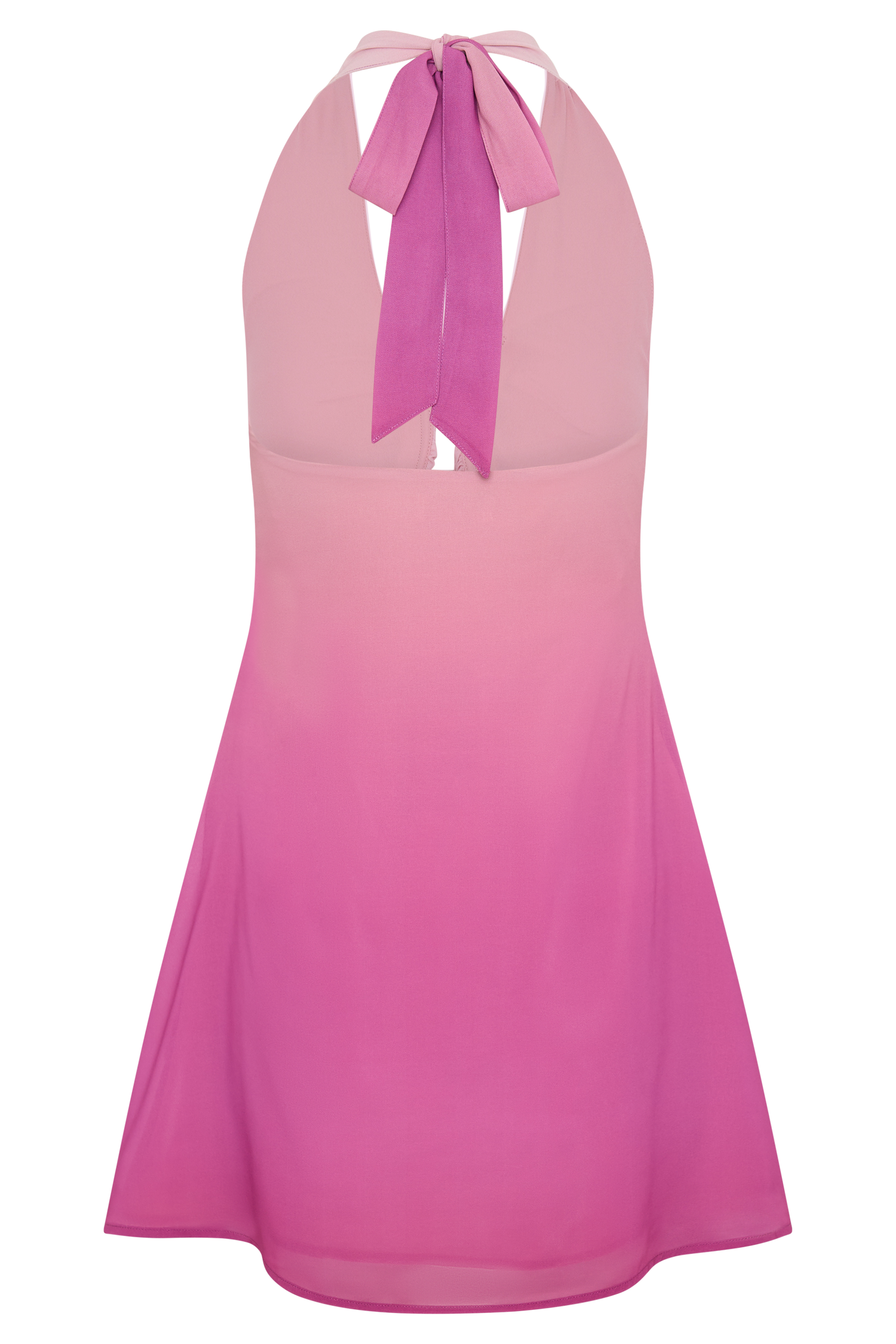 Malakhai Chiffon Halter Mini Dress Ombre Pink 8