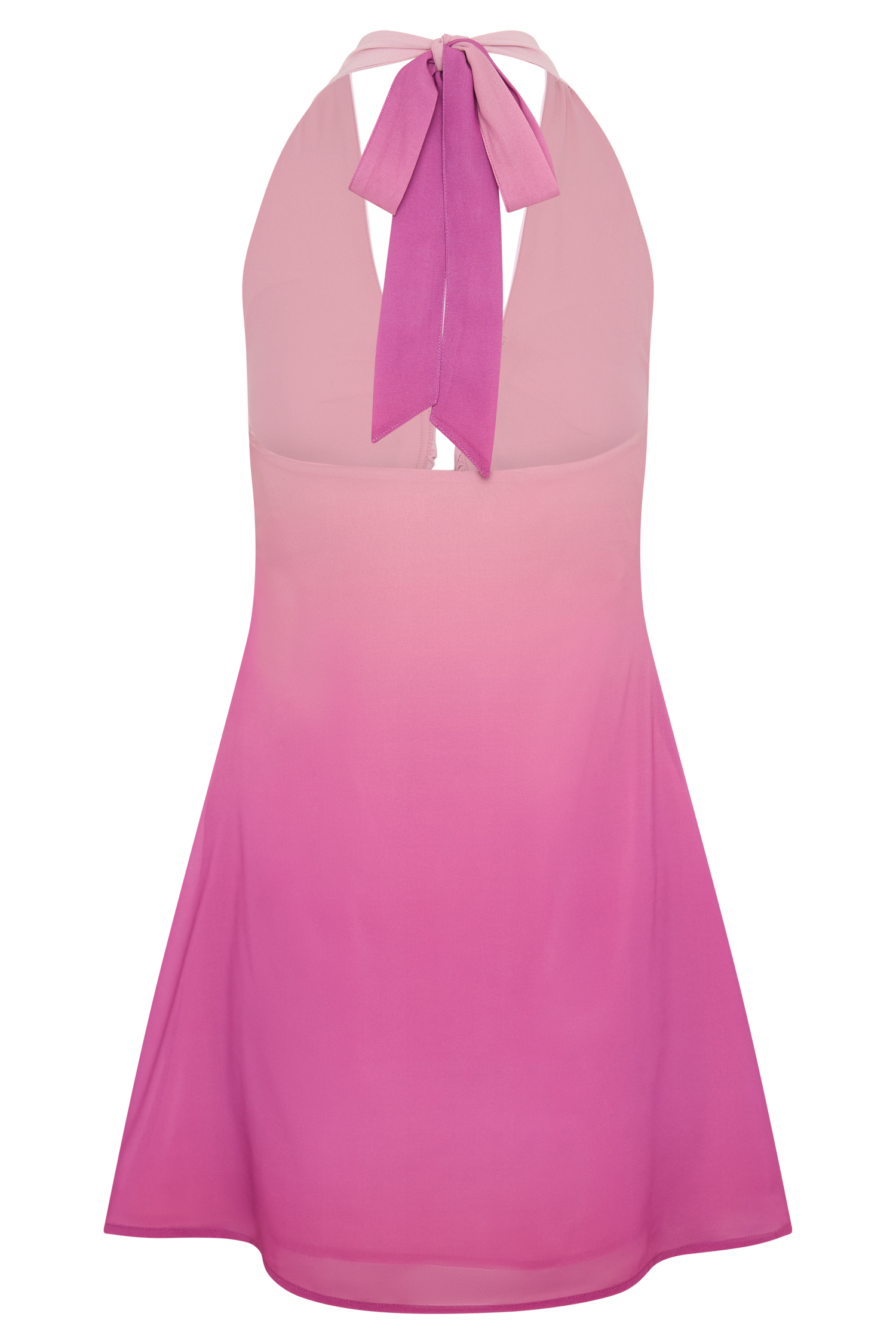 Malakhai Chiffon Halter Mini Dress Ombre Pink 8