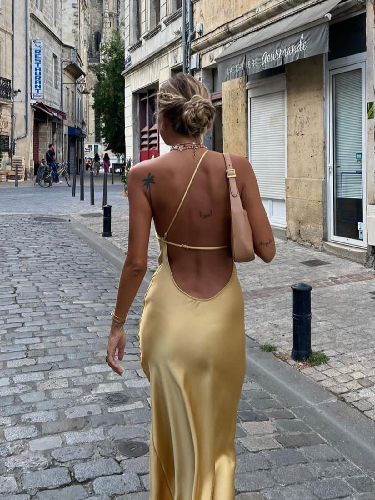 Isabelle Satin Maxi Dress with Backless Slits Multi 11