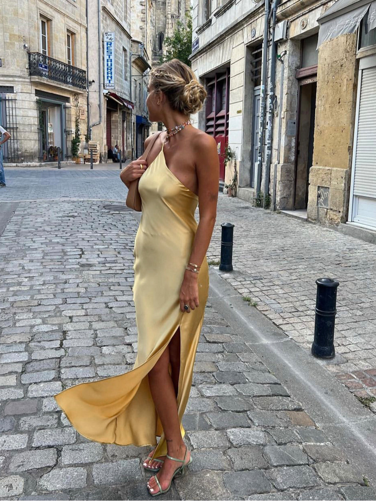 Isabelle Satin Maxi Dress with Backless Slits Multi 8