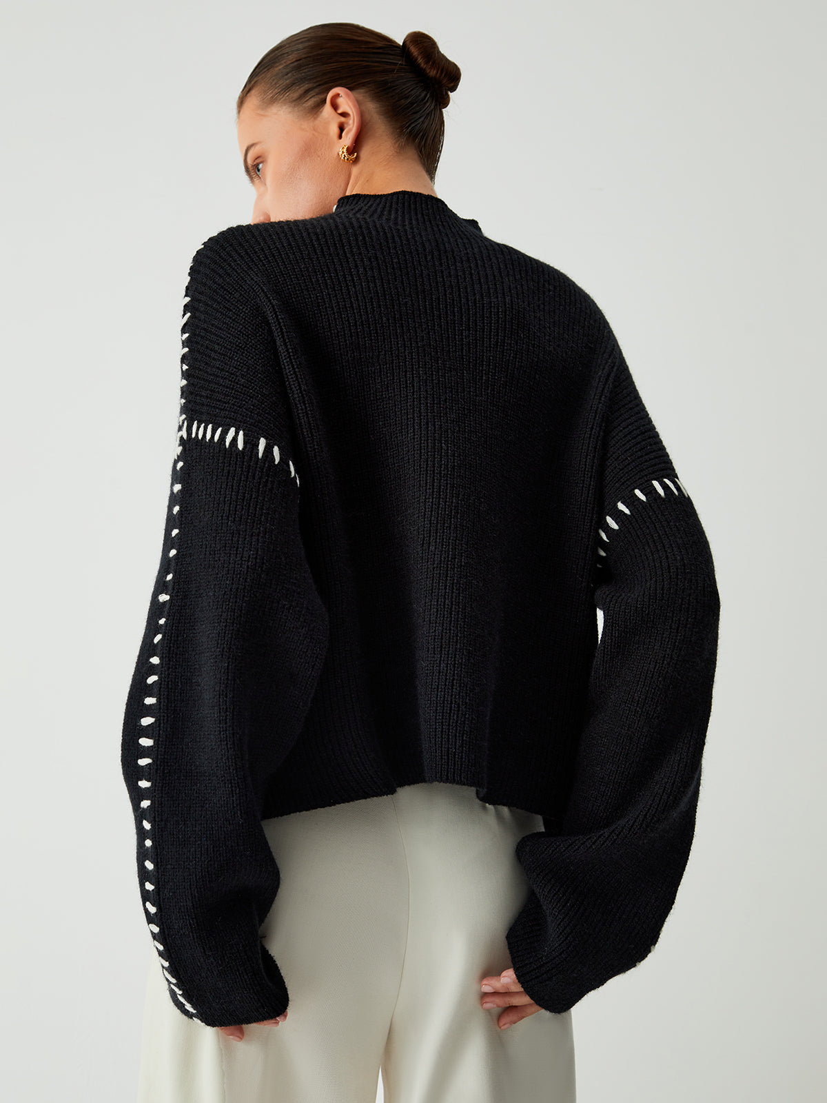 Arabella Oversized Mock Neck Sweater ArmyGreen 5
