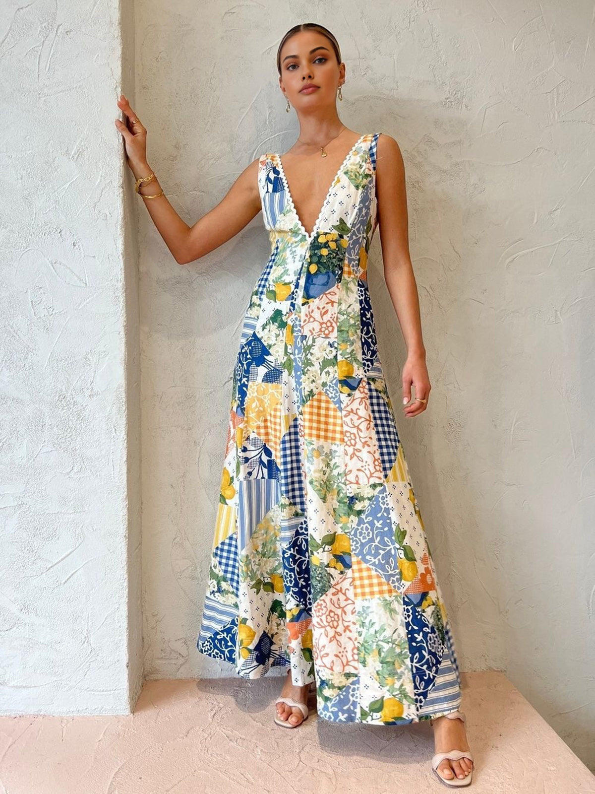 Cordelia Lace-Trim Maxi Dress Multicolor 1