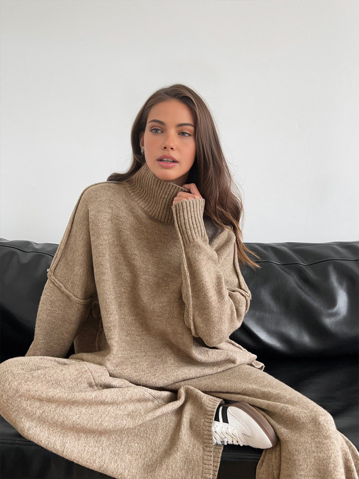Amara Turtleneck Knit Set Brown 9