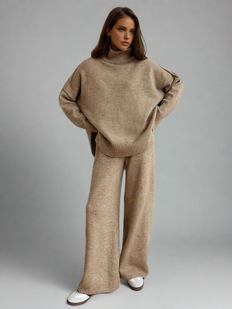 Amara Turtleneck Knit Set Beige 7