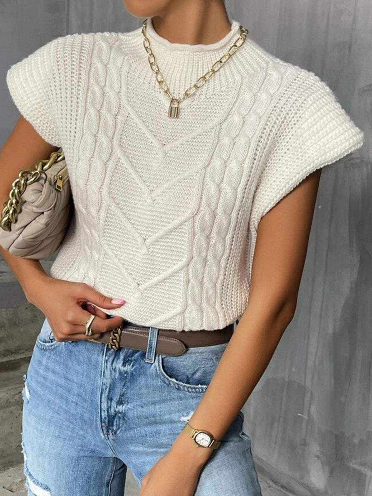 Margot Knit Sweater Vest White 1