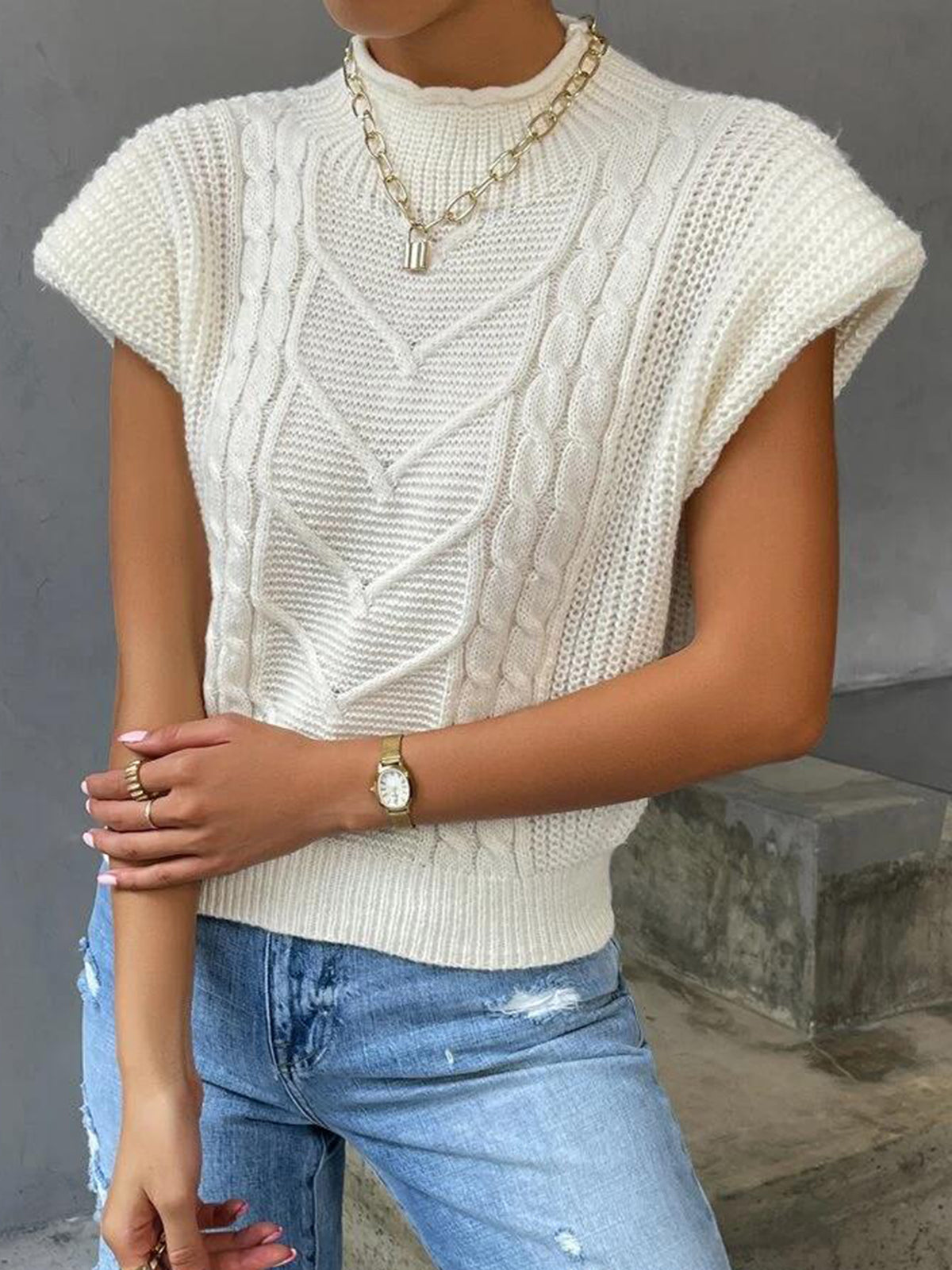 Margot Knit Sweater Vest White 4
