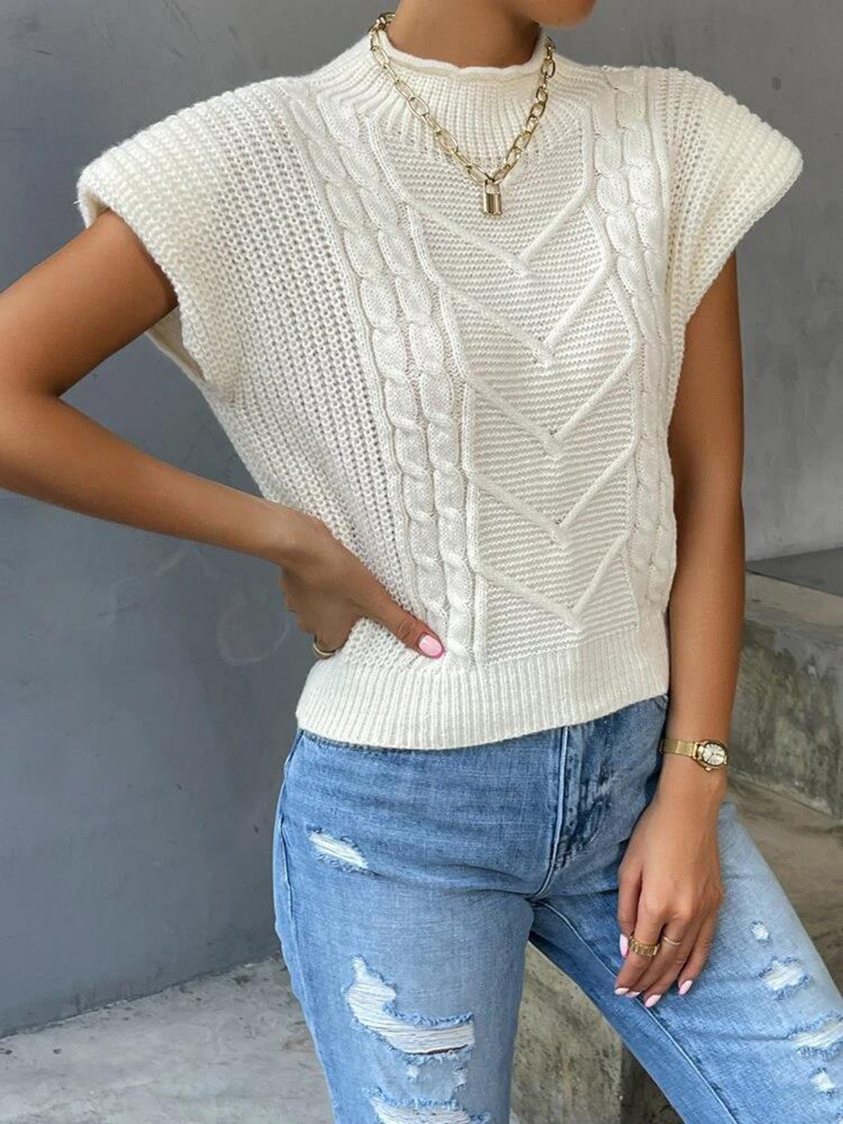 Margot Knit Sweater Vest White 3