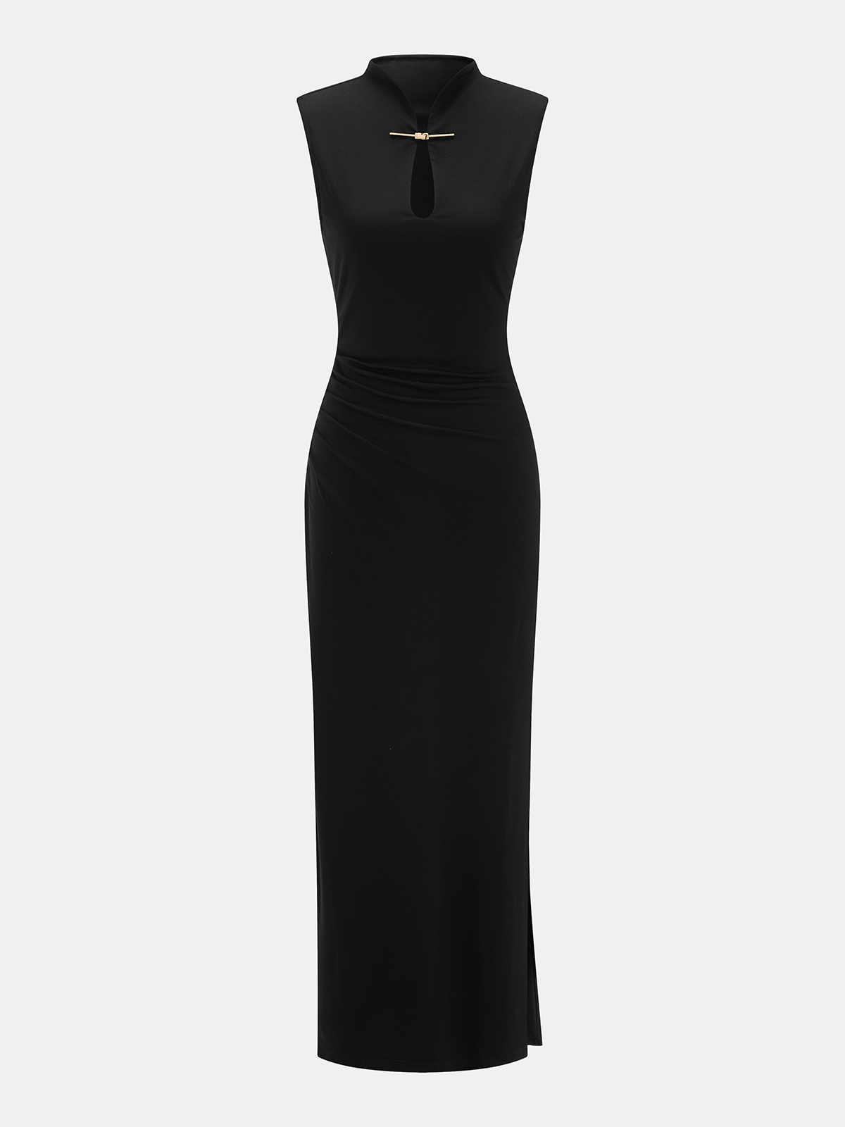 Valentina Ruched Maxi Dress Black 2