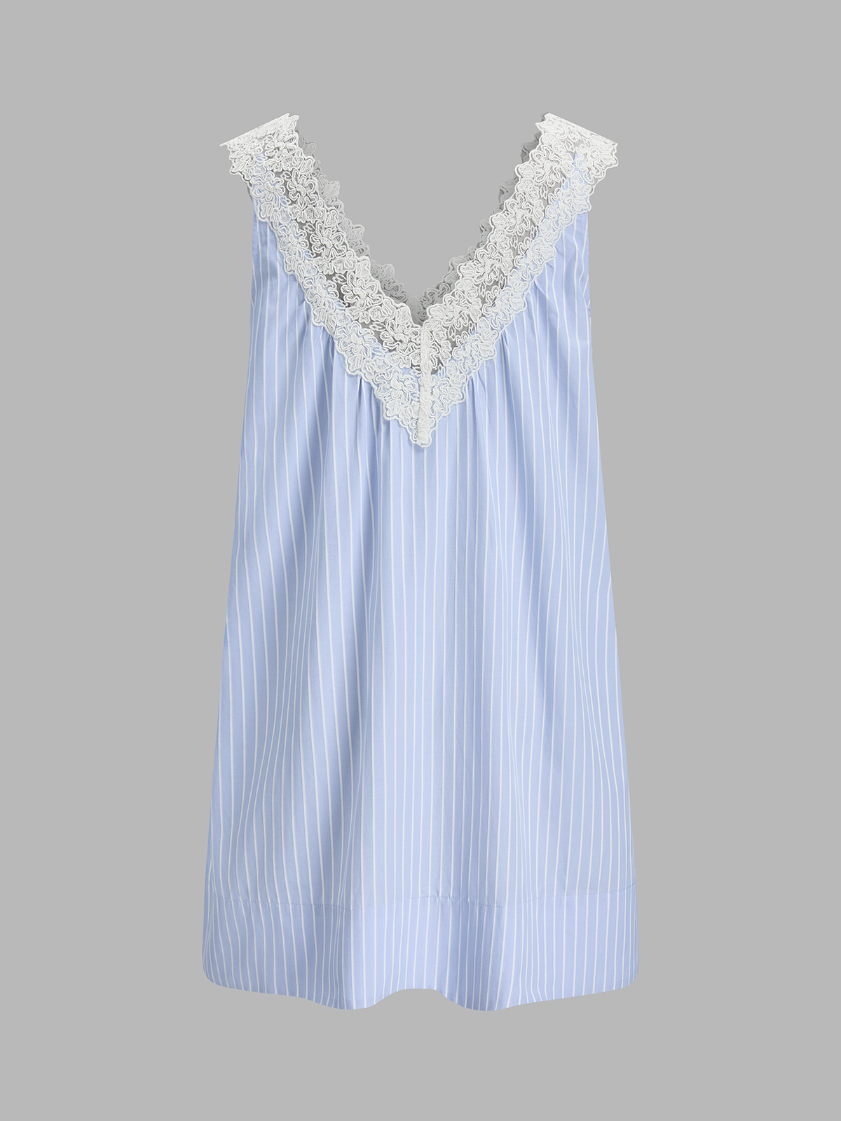 Delilah Striped Lace Trim Mini Dress Neck Mini Dress 3