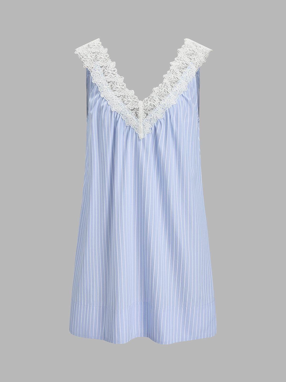 Delilah Striped Lace Trim Mini Dress Neck Mini Dress 2