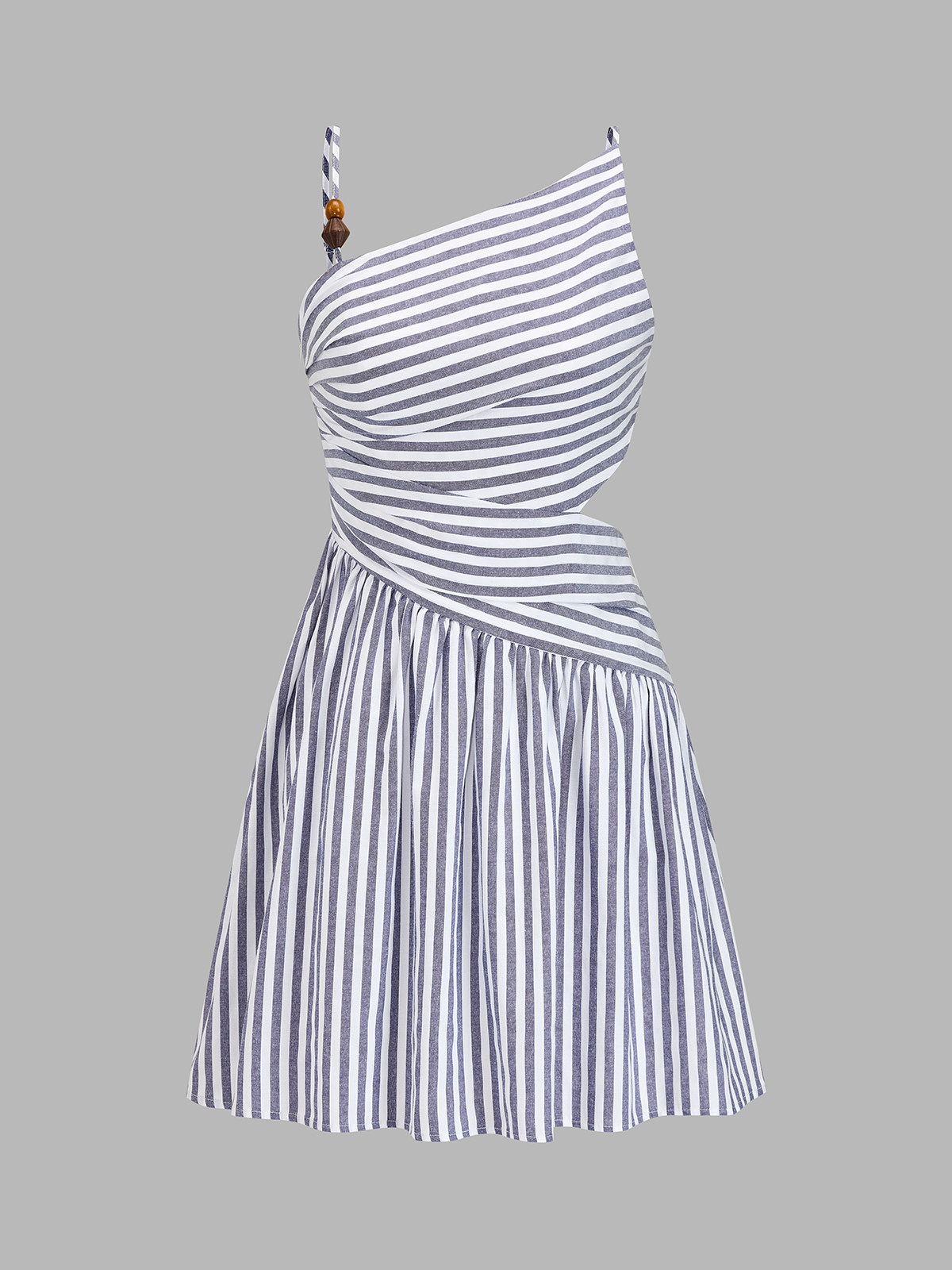 Celestine Beaded Striped Asymmetrical Mini Dress Yellow 2