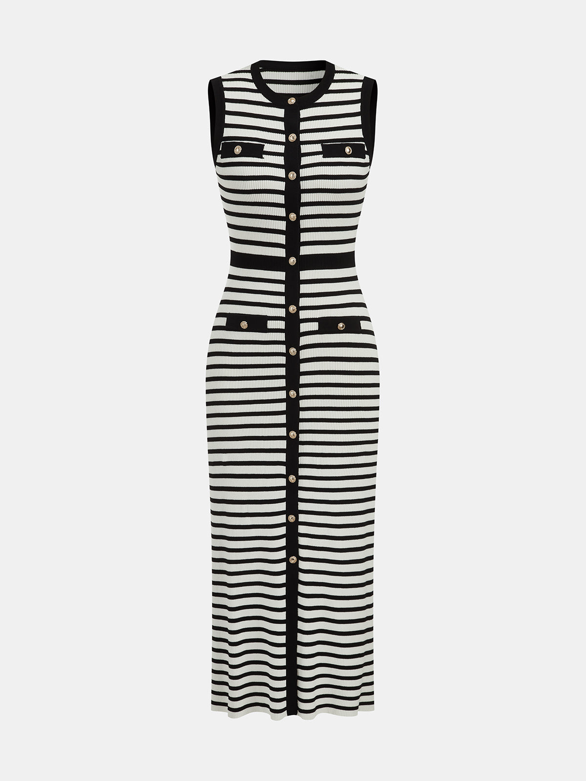 Vesna Striped Knit Midi Dress BlackandWhite 2