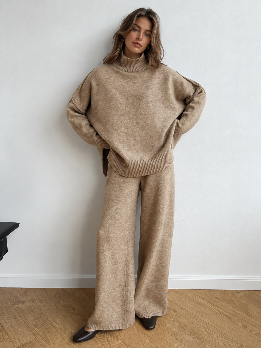 Margot Turtleneck Knit Set Dark Brown 2