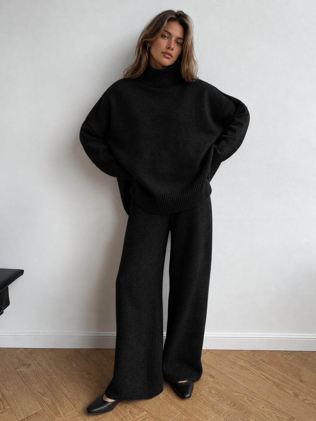 Margot Turtleneck Knit Set Black 10