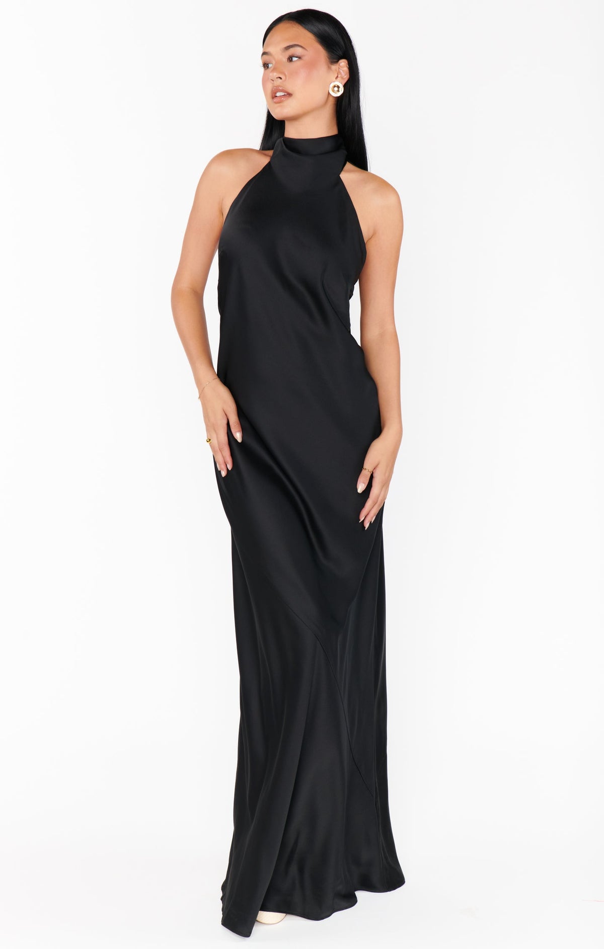 Lisa Luxe Satin Maxi Dress Black 3