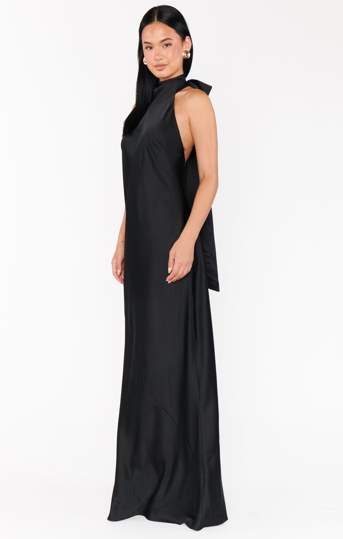 Lisa Luxe Satin Maxi Dress Black 9