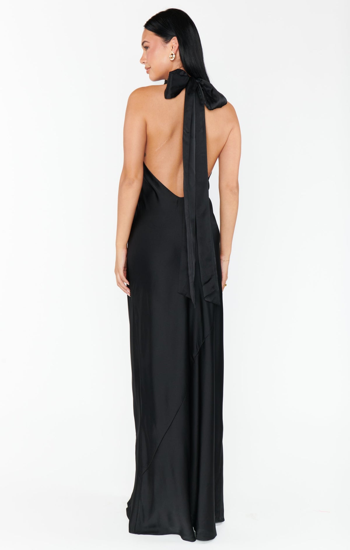 Lisa Luxe Satin Maxi Dress Black 7