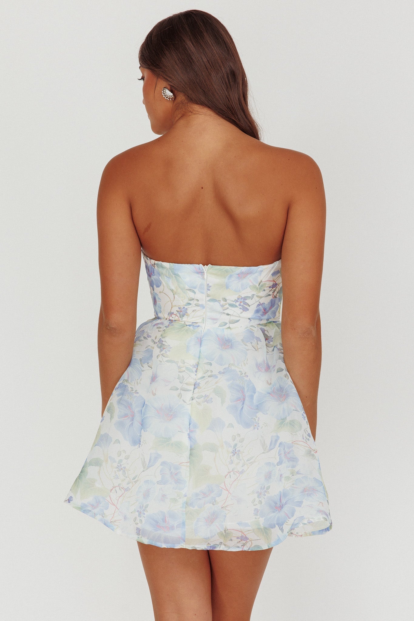 Gemma Floral Mini Dress in Deep Blue 3