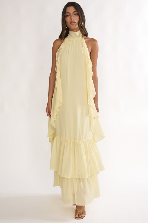 Lorina Layered Ruffle Halterneck Maxi Dress 1