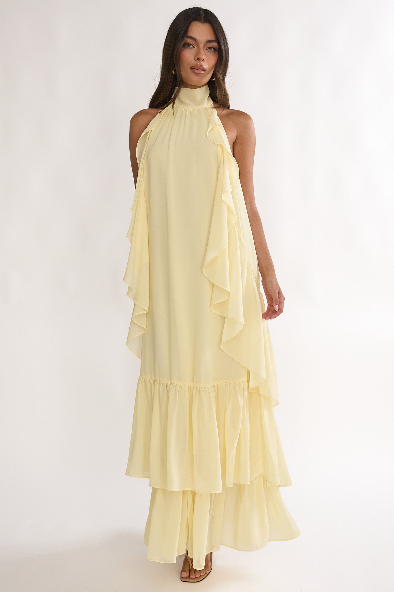 Lorina Layered Ruffle Halterneck Maxi Dress 4