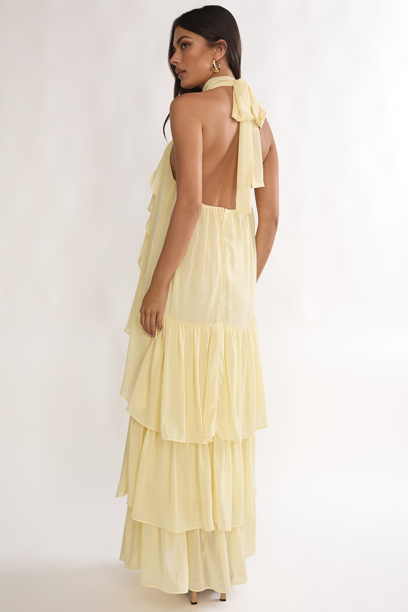 Lorina Layered Ruffle Halterneck Maxi Dress 2