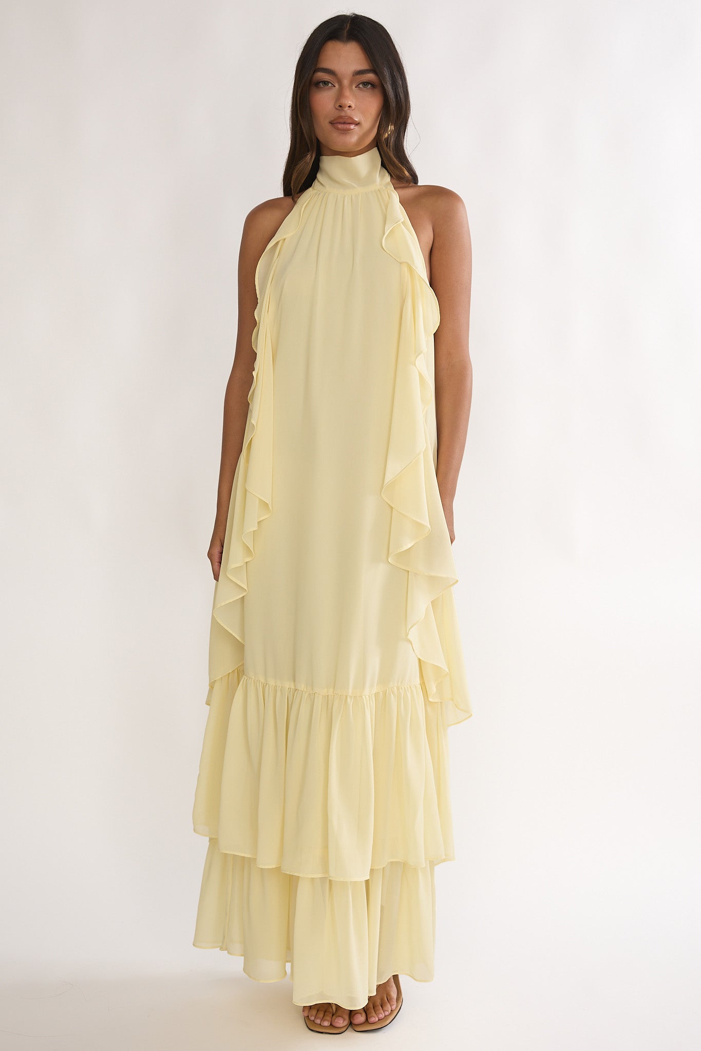 Lorina Layered Ruffle Halterneck Maxi Dress 5