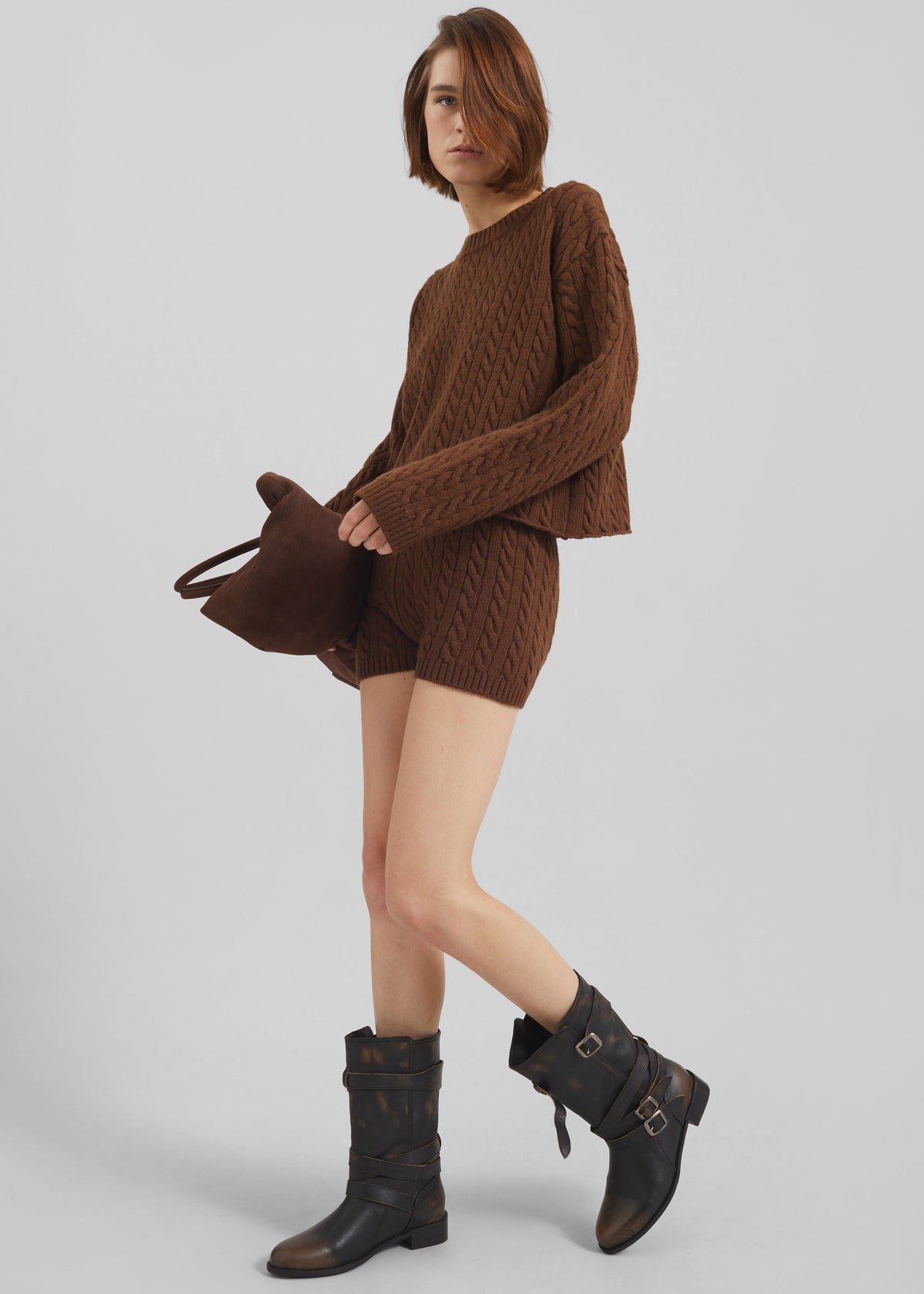 Brisbane Cropped Sweater Brown 1