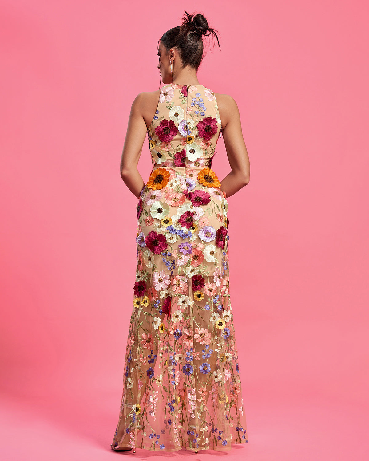 Maraya Floral Appliqué Maxi Dress Colorful 4