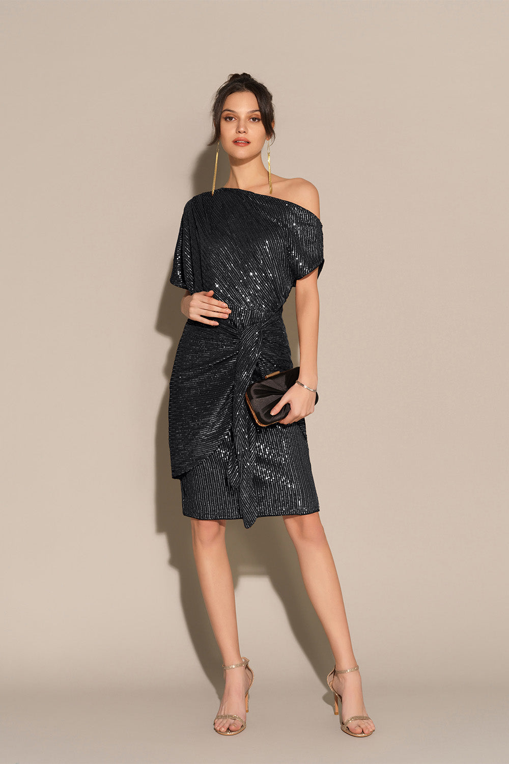 Vivienne Sequin Asymmetric Midi Dress Green 2