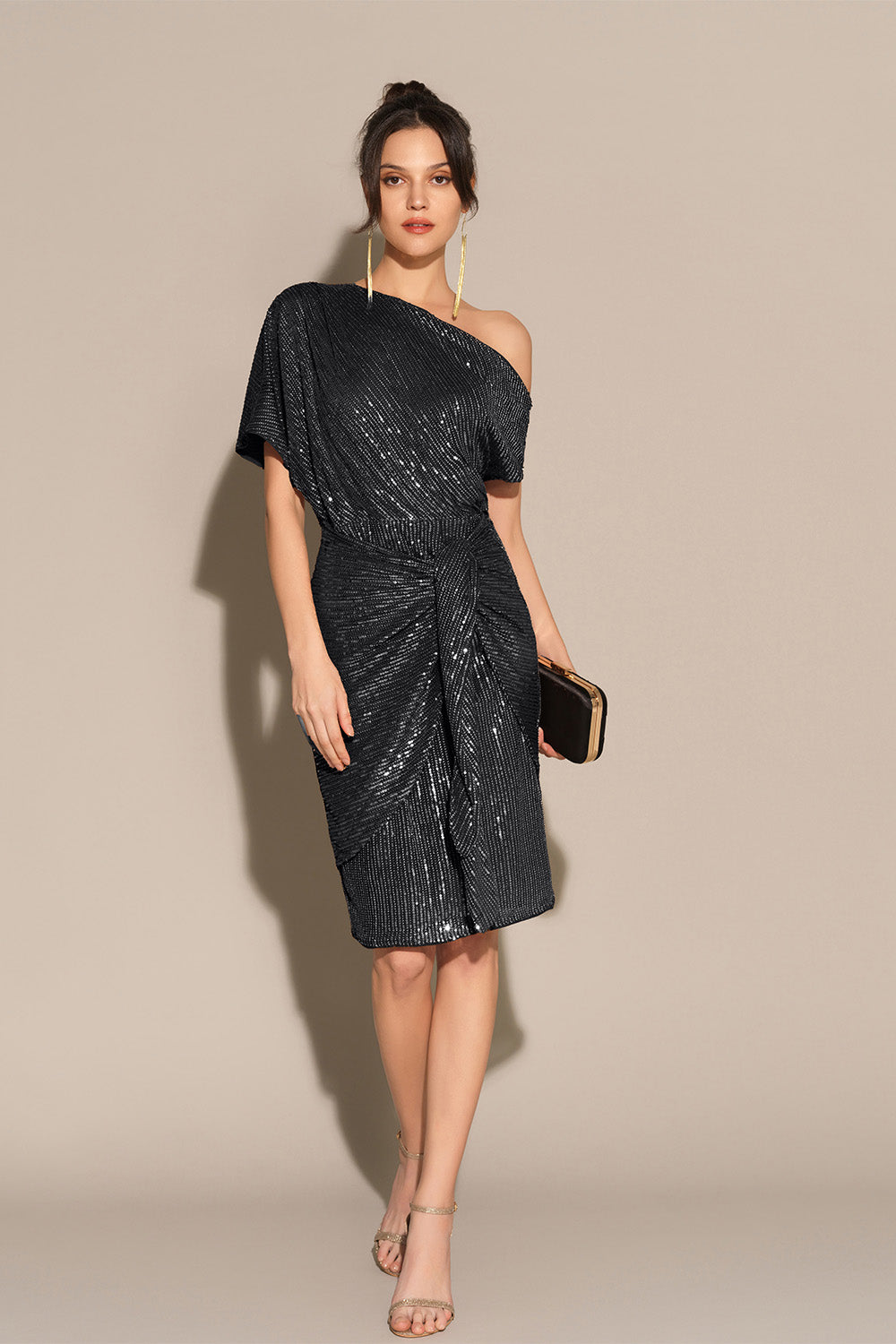 Vivienne Sequin Asymmetric Midi Dress Green 1