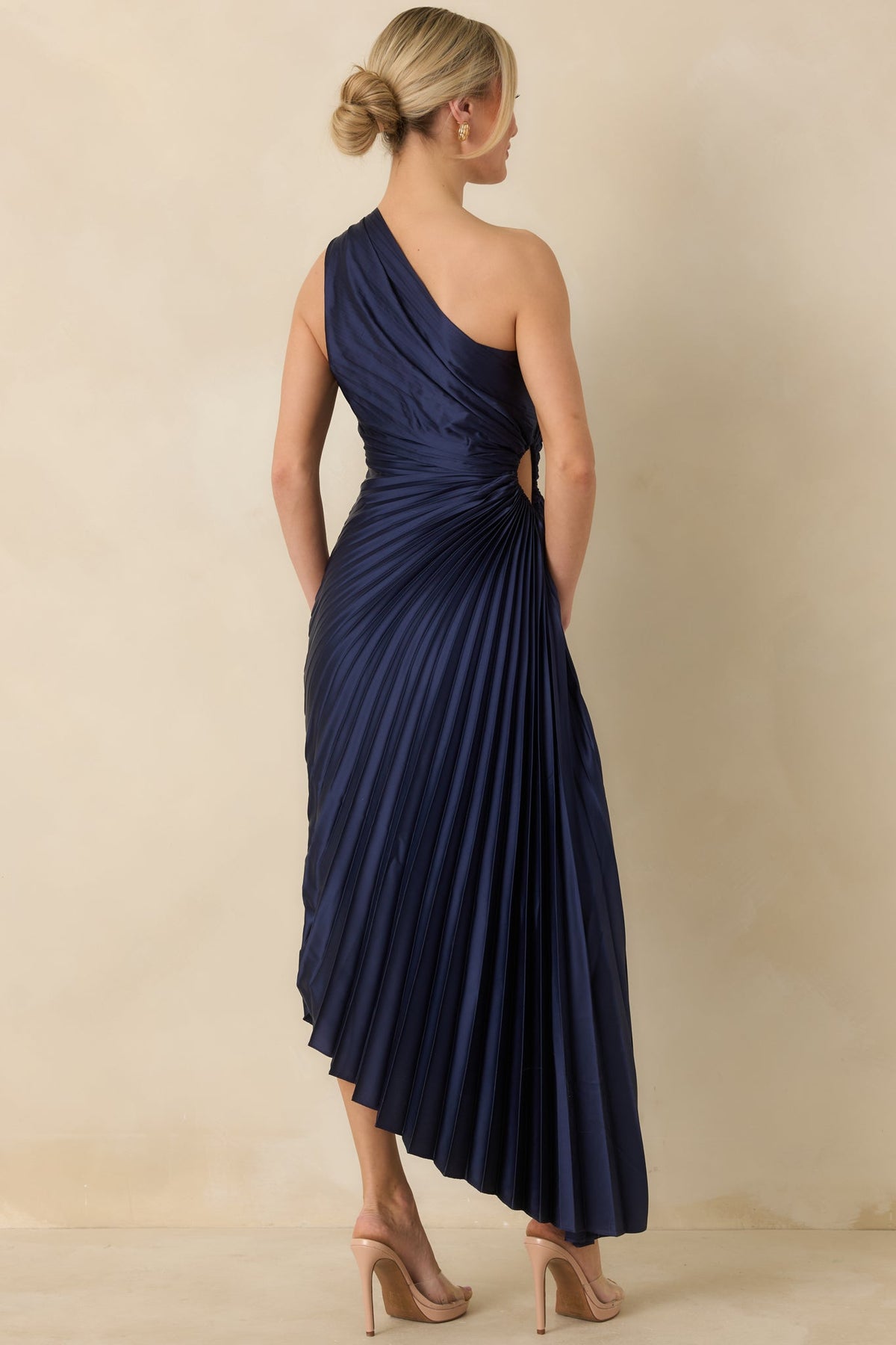 Margot Asymmetric One-Shoulder Maxi Dress in Navy Navy 7
