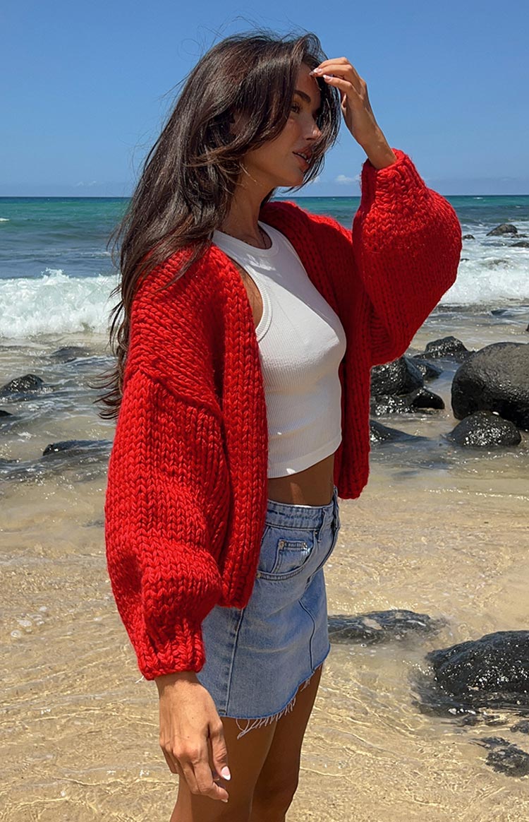 Margot Knit Cardigan in Ruby Red 10