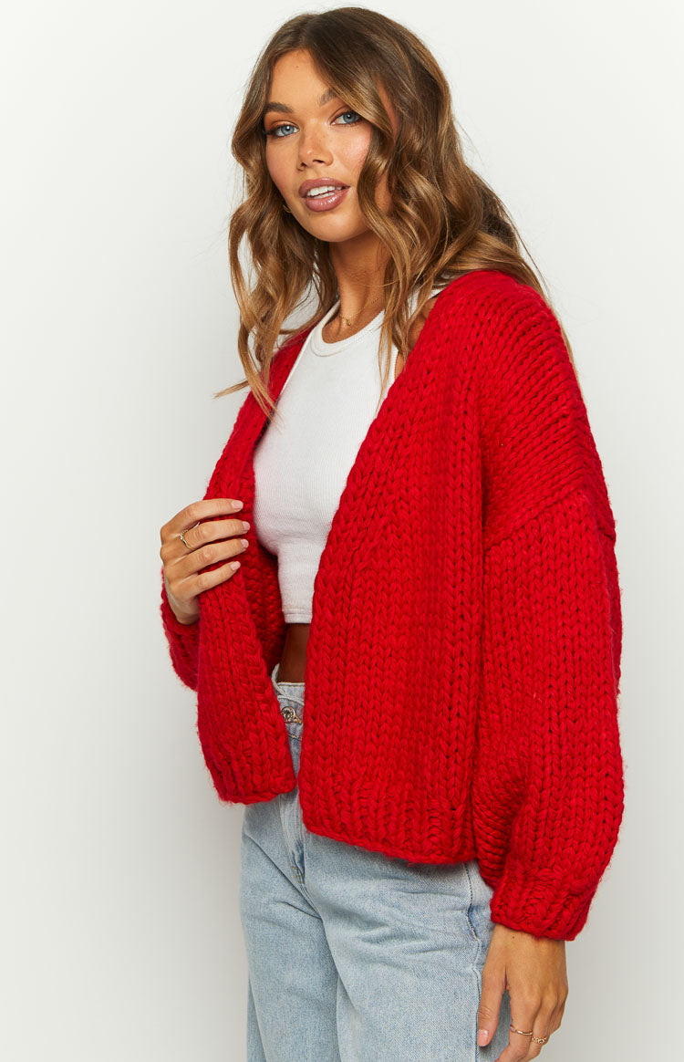 Margot Knit Cardigan in Ruby Red 7