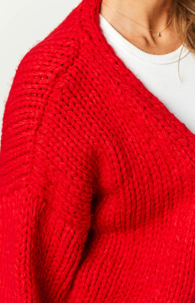 Margot Knit Cardigan in Ruby Red 9