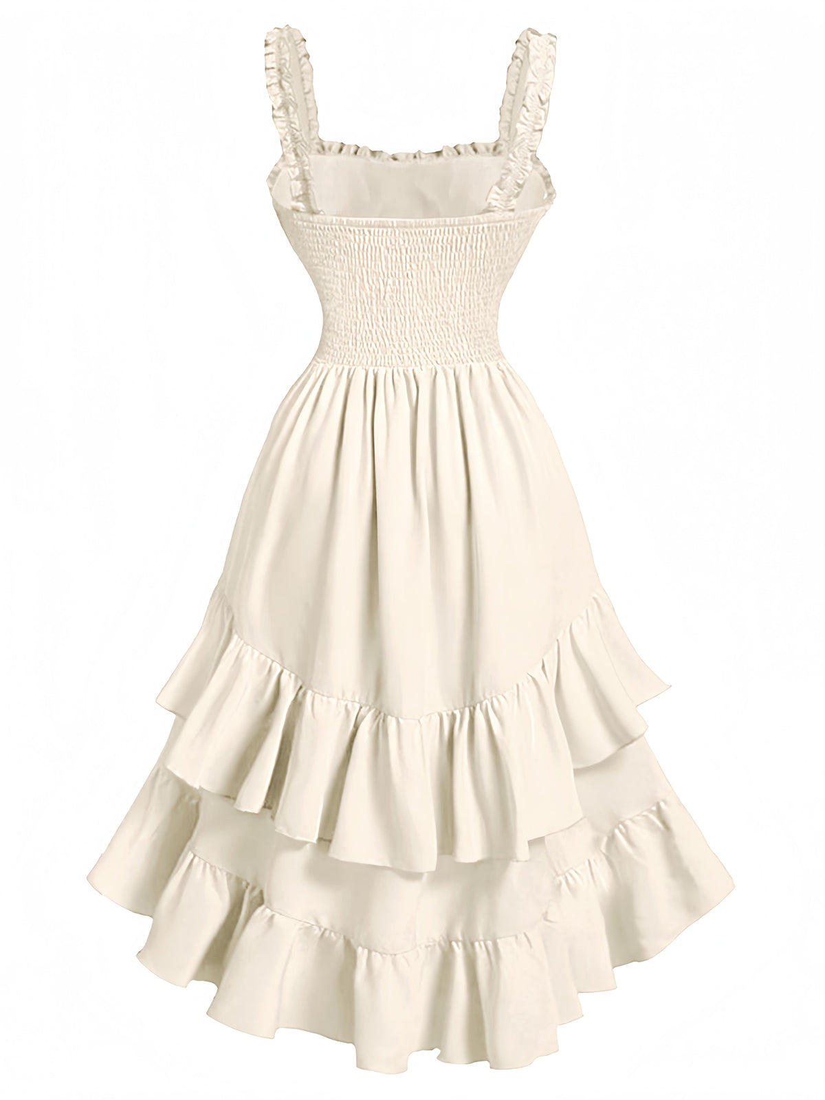 Margot Ruffle Midi Dress Beige 3