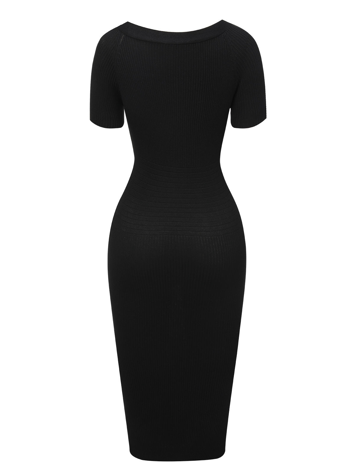 Josephine V-Neck Button Dress in Black Black 3