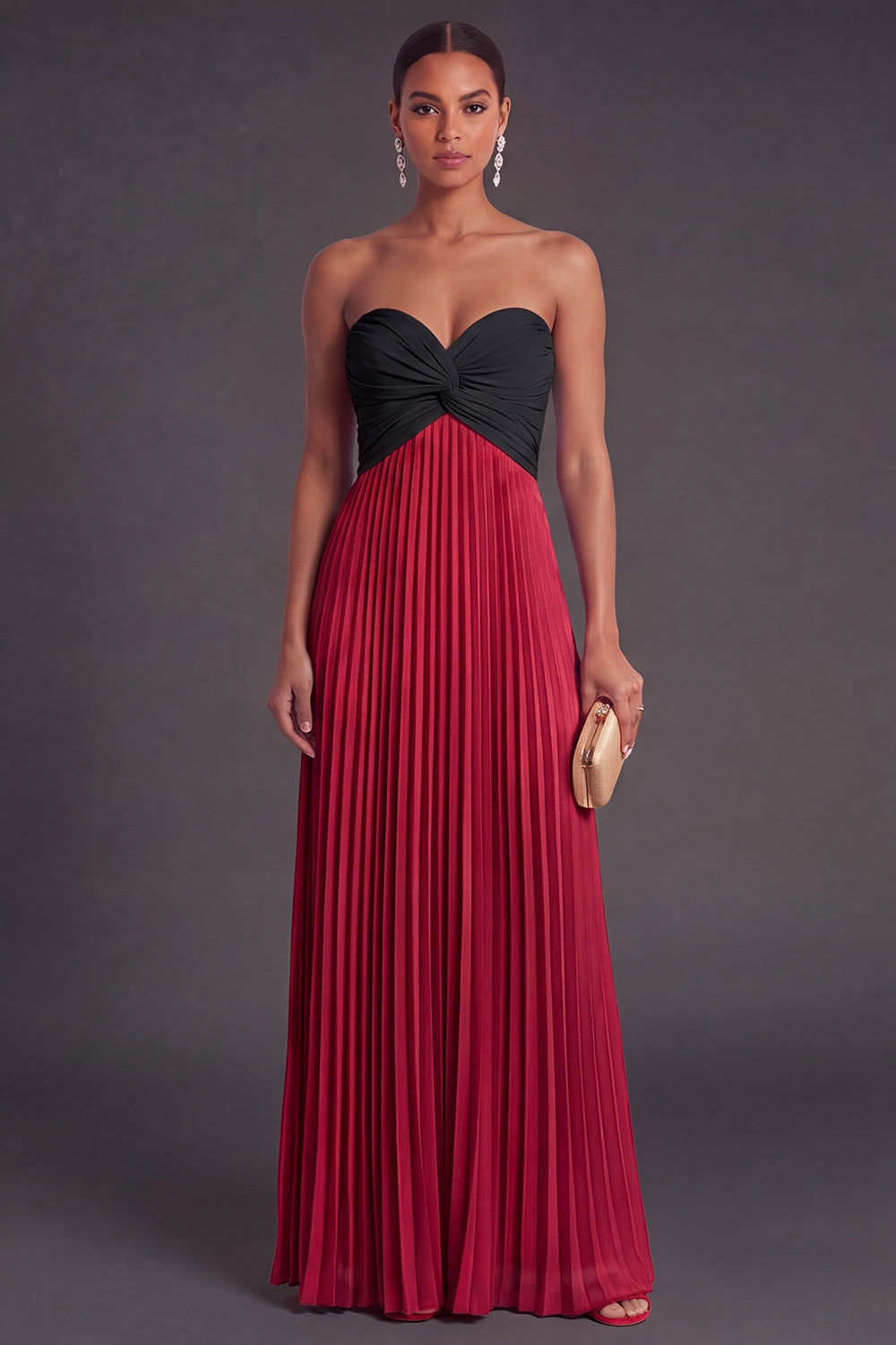 Valentina Pleated Sweetheart Formal Dress Red 7