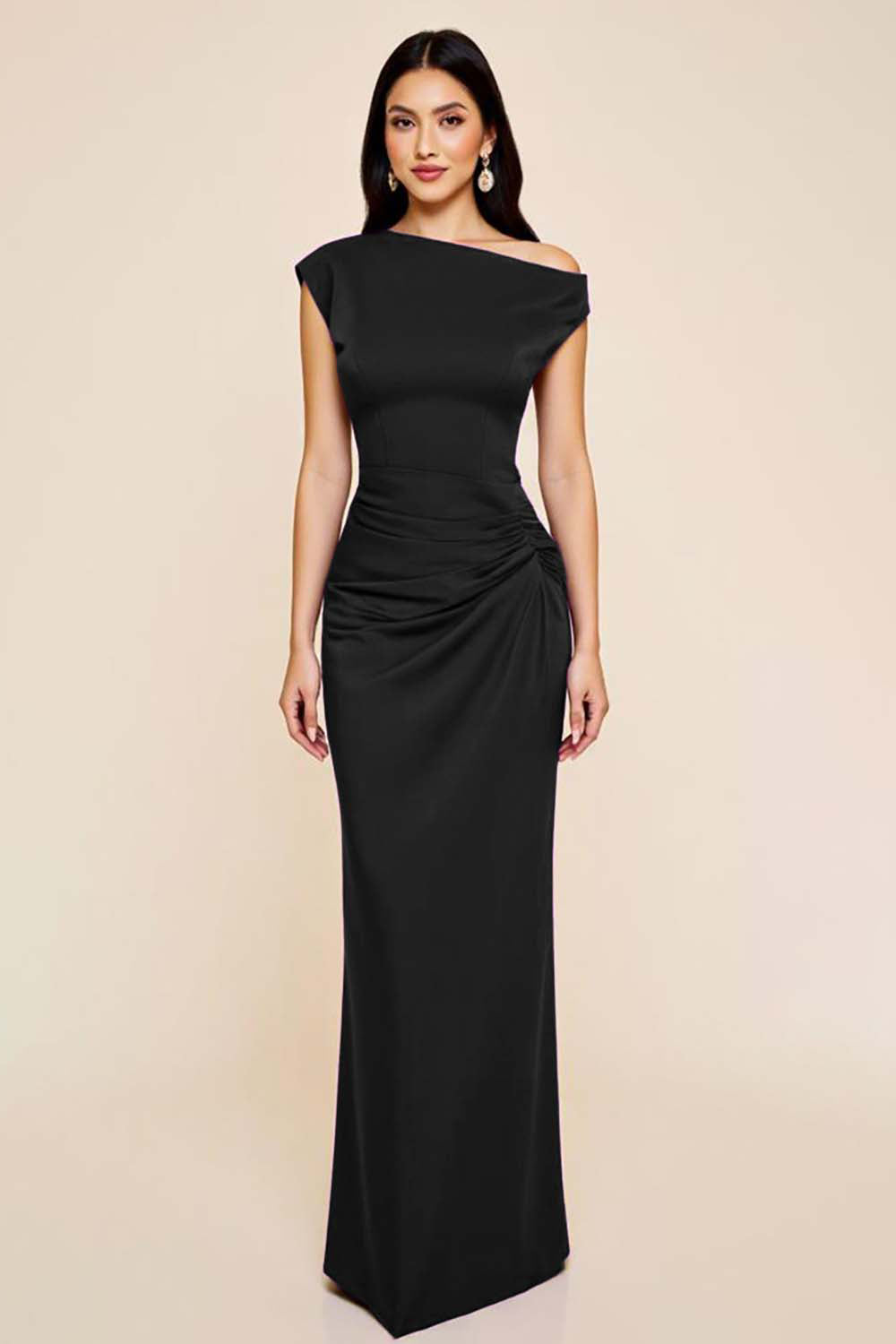 Vivienne Satin Ruched Formal Dress Dark Navy 5