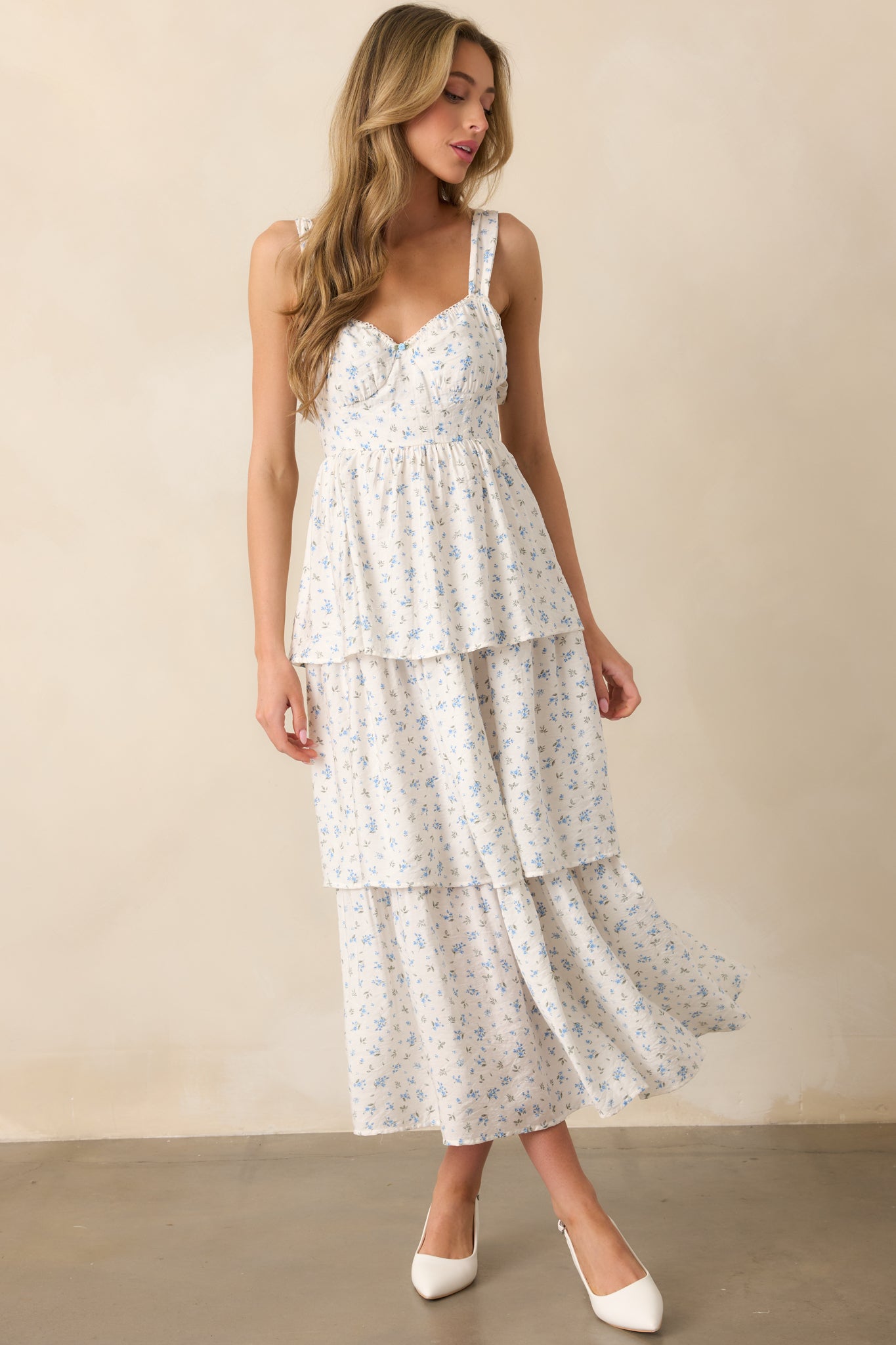 Isadora Blue Floral Tiered Maxi Dress The Wildflowers Blue Floral Tiered Maxi Dress 5