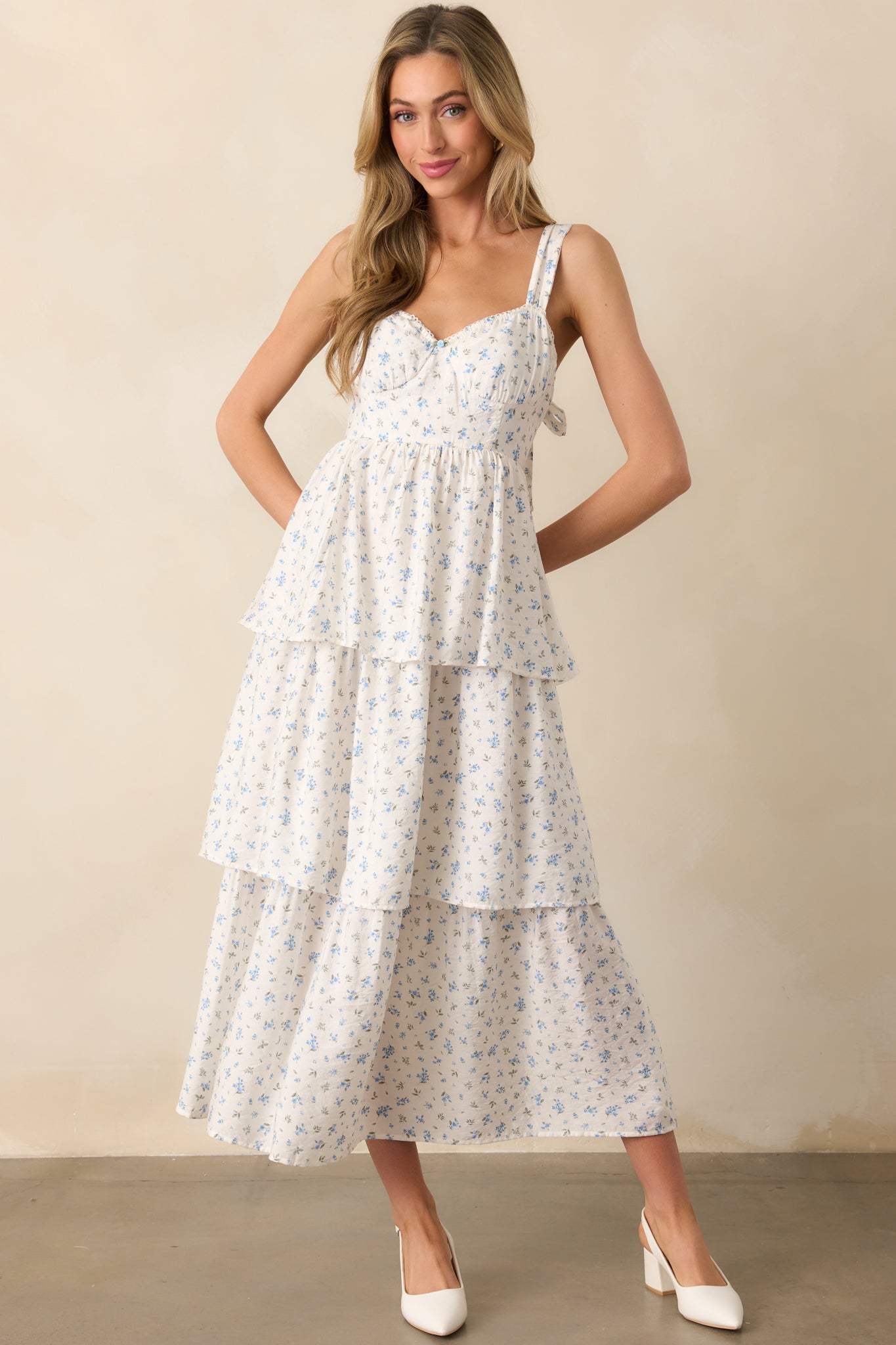 Isadora Blue Floral Tiered Maxi Dress The Wildflowers Blue Floral Tiered Maxi Dress 1