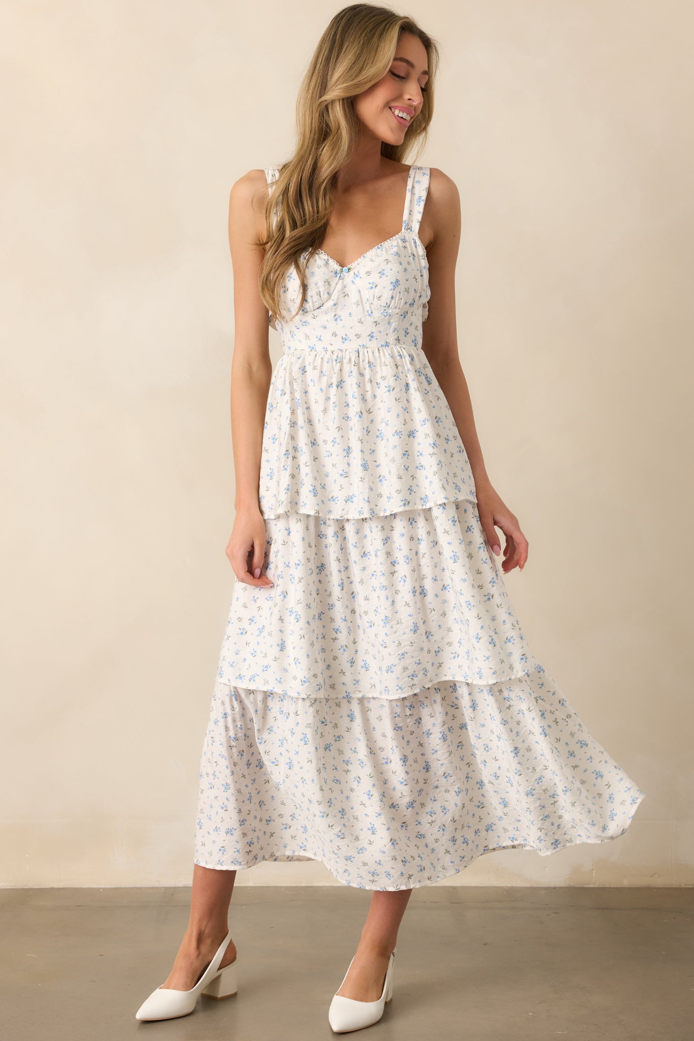 Isadora Blue Floral Tiered Maxi Dress The Wildflowers Blue Floral Tiered Maxi Dress 3